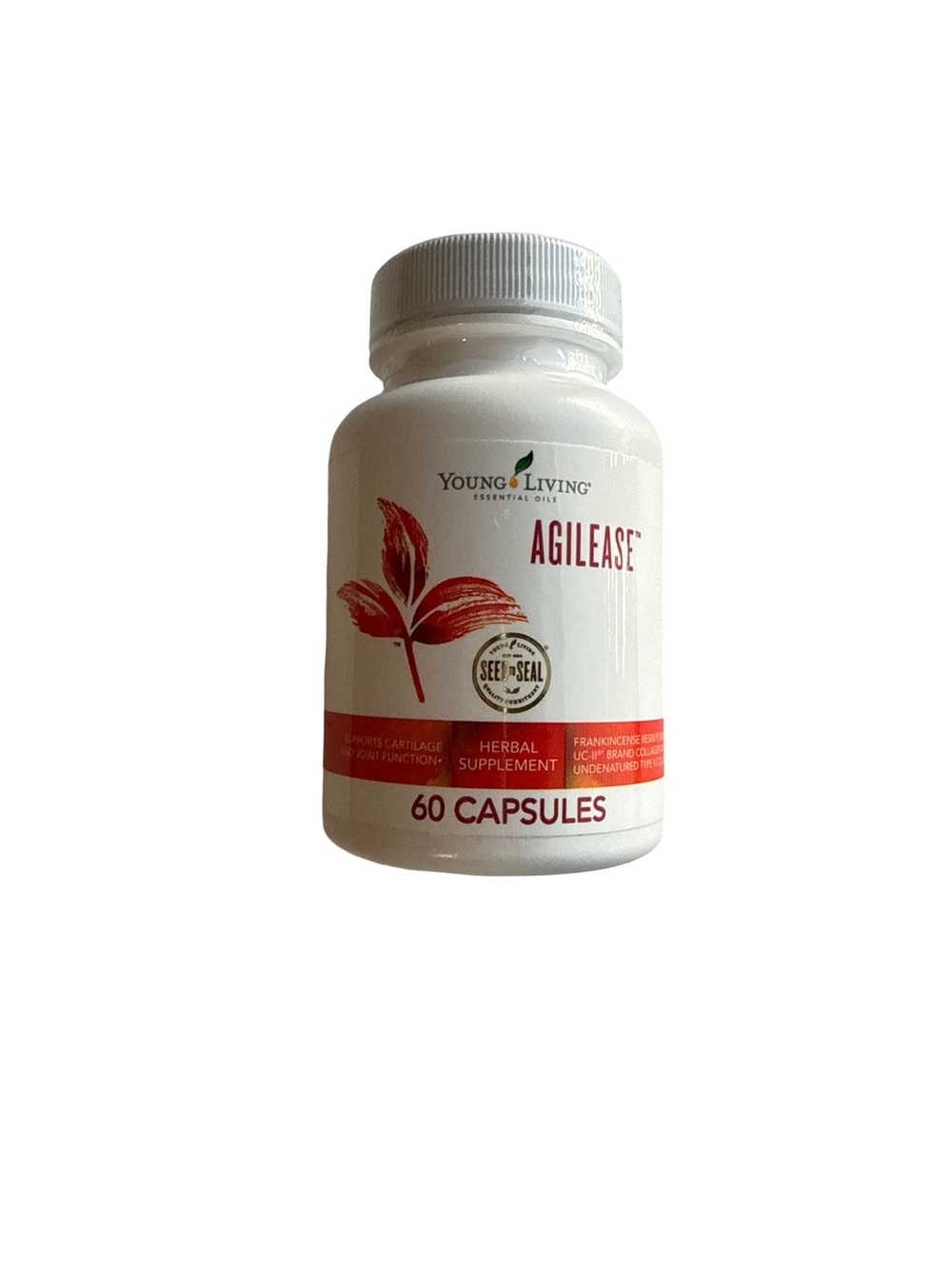 Young Living White Bottle with Red Label Accents